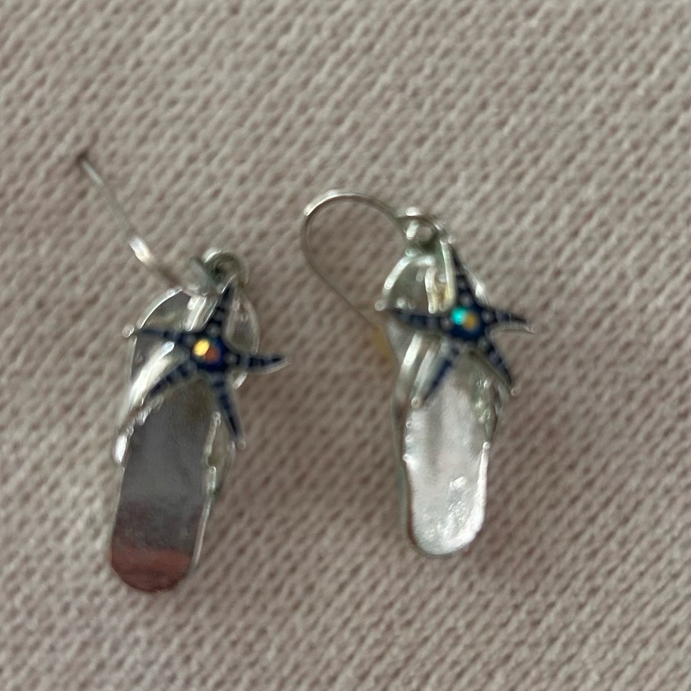 Silver Starfish Flip Flop Earrings